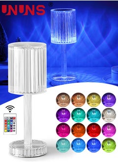 UNUNS Crystal Lamp,Touch Table Lamp With Touch Remote Control,16 Color LED 3D Rose Diamond Lamp,USB Rechargeable,Night Lights,Bedside Lamp,Dining Room Lamp,Atmosphere Light For Bedroom/Living Room  - Image 1