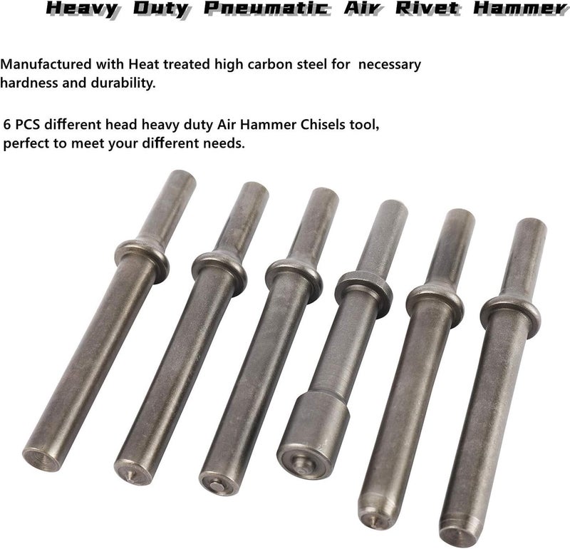 YaeCCC 7 Pcs Heavy Duty Smoothing Pneumatic Air Rivet Hammer Tools Steel Air Hammer Chisel Pneumatic Hammer for Hollow Solid Half-hollow Rivet - Image 3