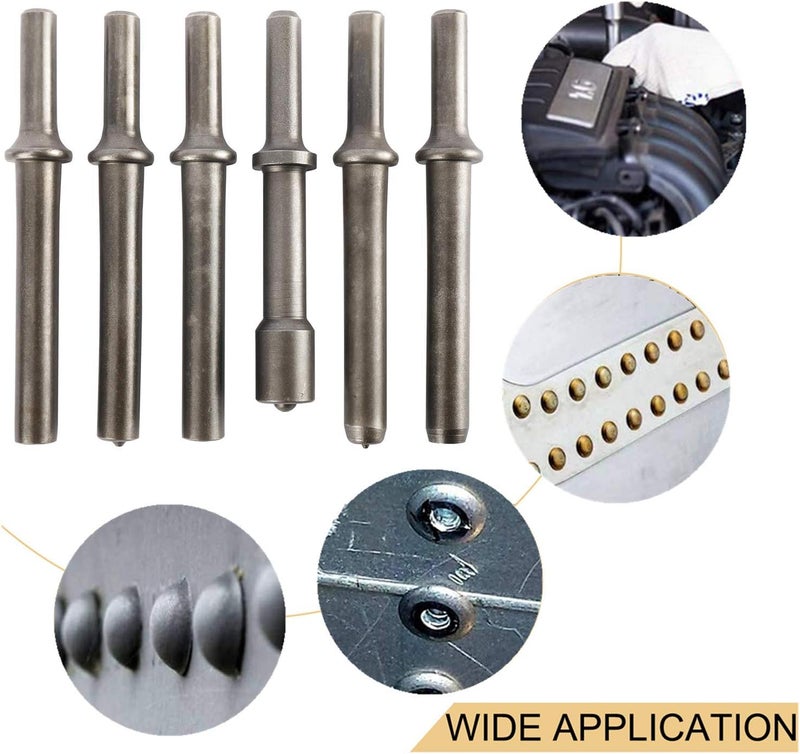 YaeCCC 7 Pcs Heavy Duty Smoothing Pneumatic Air Rivet Hammer Tools Steel Air Hammer Chisel Pneumatic Hammer for Hollow Solid Half-hollow Rivet - Image 2