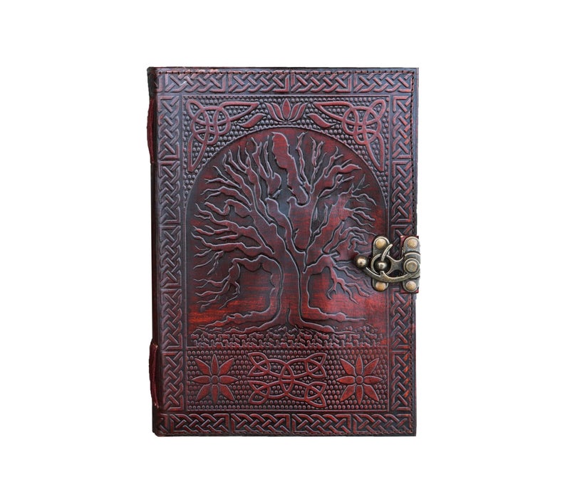 jaald A5 Leather Journal with clasp Tree of life emboss Writing Pad Blank Notebook Handmade Notepad For Men Women Unlined Paper Best Present Sketchbook Travel Diary To Write Book Of Shadows Refillable - Image 2