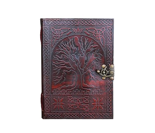 jaald A5 Leather Journal with clasp Tree of life emboss Writing Pad Blank Notebook Handmade Notepad For Men Women Unlined Paper Best Present Sketchbook Travel Diary To Write Book Of Shadows Refillable - Image 1