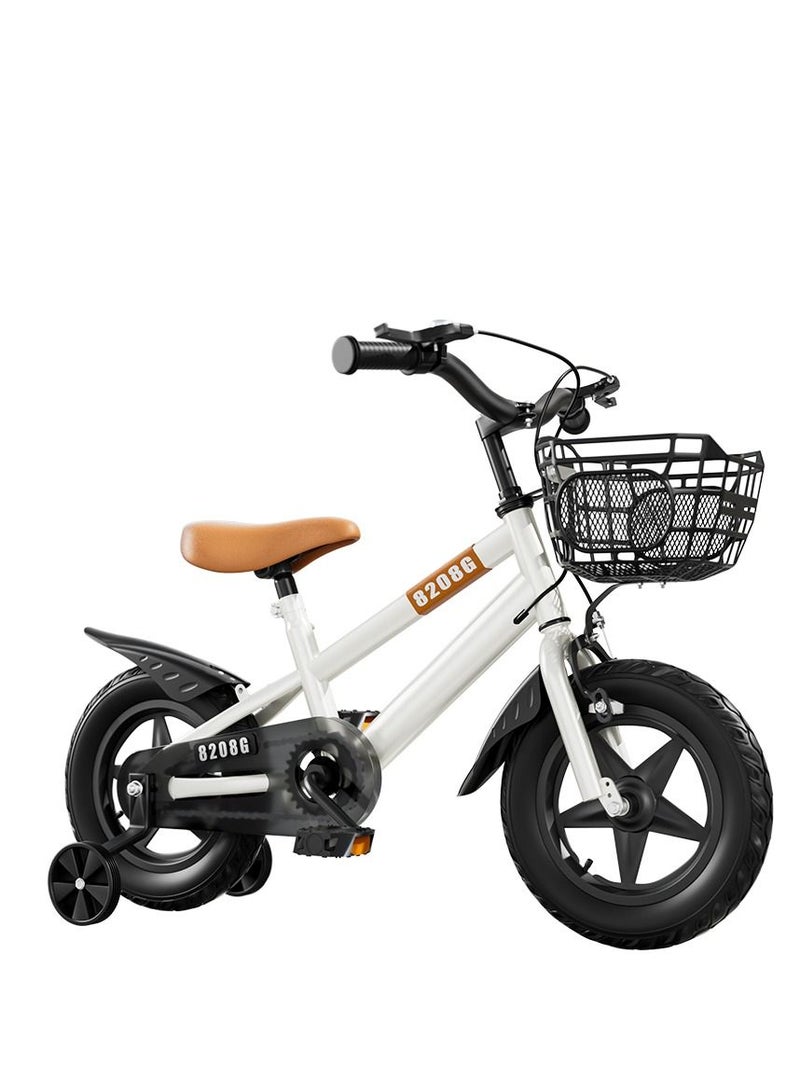 جولف لينك دراجة مقاس 16 بوصة طراز BMX مع عجلات تدريب للأطفال بأطوال تتراوح بين 105-120 سم باللون الأبيض - Image 1