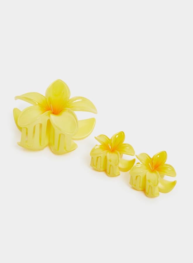 Styli Set of 3 - Yellow Flower Design Claw Clip - Image 2