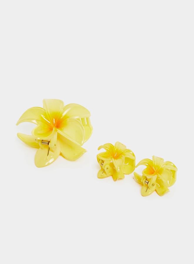 Styli Set of 3 - Yellow Flower Design Claw Clip - Image 3