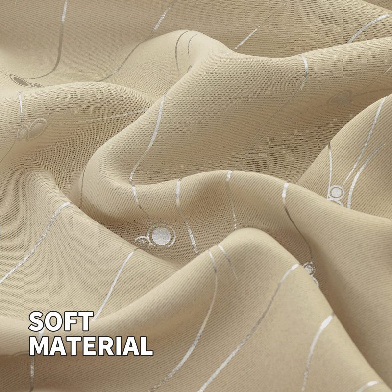 BGment Bgress غرفة الستائر الستائر 108 بوصات الطول جروميت الستائر تعتيم معزولة حرارية مع خط الموجة ونقاط مطبوعة لغرفة النوم 2 لوحات كل 52 × 108 بوصة البيج - Image 4