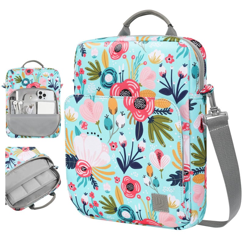 Dadanism 9-11 Inch Tablet Sleeve Bag Carrying Case with Shoulder Strap for iPad (A16) 11", iPad 10th Gen 10.9", iPad Air M4/Pro M5 11", iPad 9/8/7th 10.2", Galaxy Tab A11+ Plus 11",Grass+Flower - Image 1