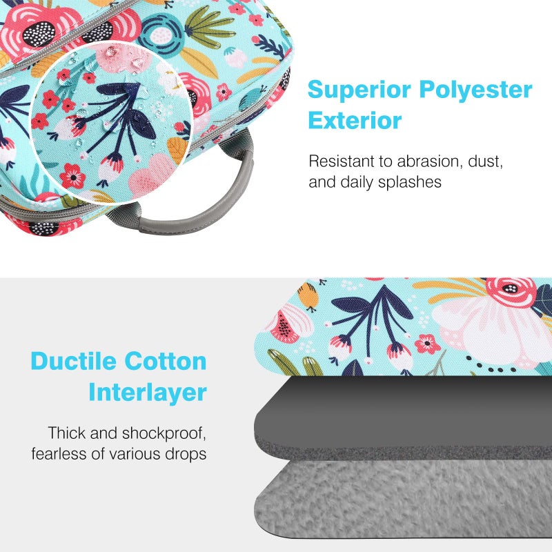 Dadanism 9-11 Inch Tablet Sleeve Bag Carrying Case with Shoulder Strap for iPad (A16) 11", iPad 10th Gen 10.9", iPad Air M4/Pro M5 11", iPad 9/8/7th 10.2", Galaxy Tab A11+ Plus 11",Grass+Flower - Image 5