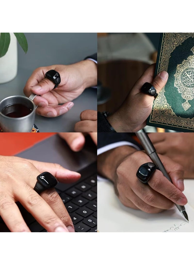 Salam Smart Tasbih Ring – Digital Islamic Zikr Counter, OLED Display, App Sync, Magnetic Charging, Long Battery Life, IP67 Waterproof, Prayer Reminder