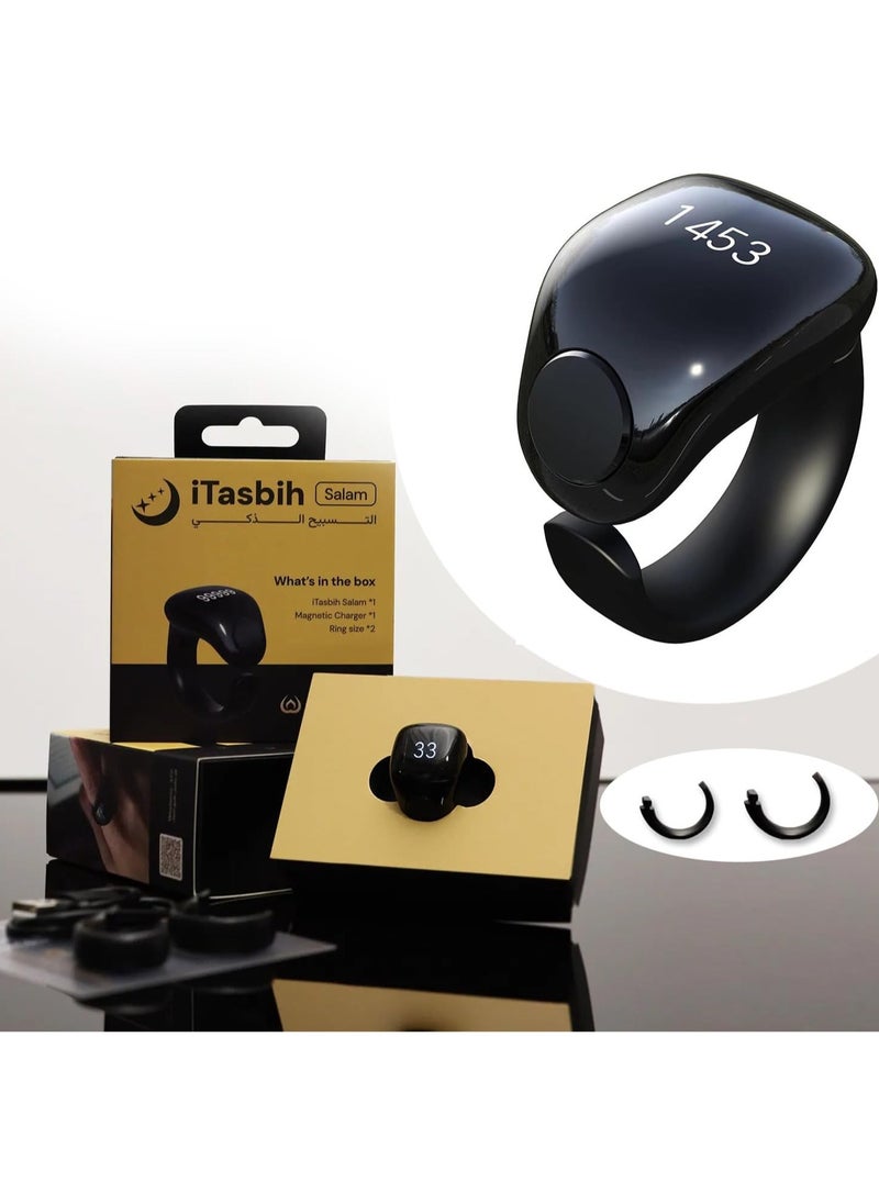 WESLAMIC Salam Smart Tasbih Ring – Digital Islamic Zikr Counter, OLED Display, App Sync, Magnetic Charging, Long Battery Life, IP67 Waterproof, Prayer Reminder  - Image 1
