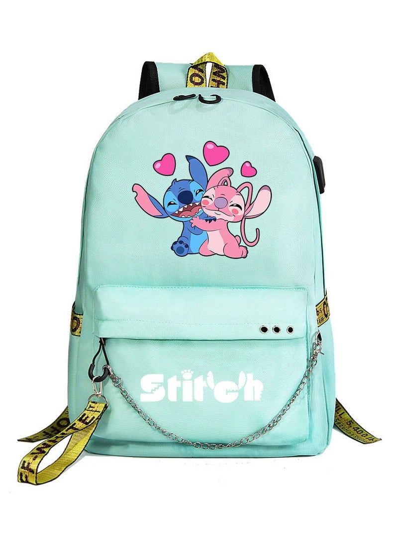 ستيتش حقيبة ظهر كاجوال بحزام منسوج للشباب مطبوعة بغرزة