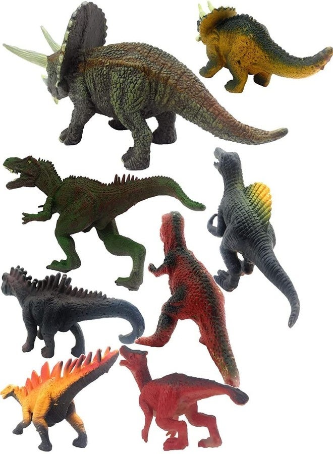 OANGO Pack of 8 Wild Animal Dinosaur Rubber Play Toy for Kids Baby 2 3 4 5 Year Old, Non-Toxic (Small/Medium/Large Dinosaur) (Pack of 8) - Image 1