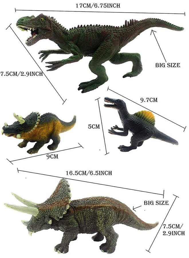 OANGO Pack of 8 Wild Animal Dinosaur Rubber Play Toy for Kids Baby 2 3 4 5 Year Old, Non-Toxic (Small/Medium/Large Dinosaur) (Pack of 8) - Image 3