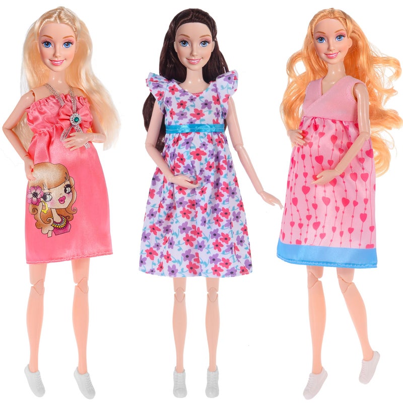 dollbie 3Pack 115 inch Pregnant Dolls with Interchangeable Pregnant and Normal Bellies  Includes 3 Dolls 3 Dresses 3 Babies - Image 3