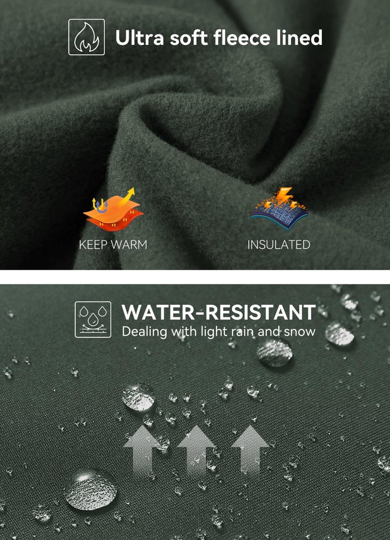 BALEAF Thermal Leggings for Women Fleece Lined Waterproof Winter Hiking Pants Warm Tights Cold Weather Running Gear Army Green XS - Image 4