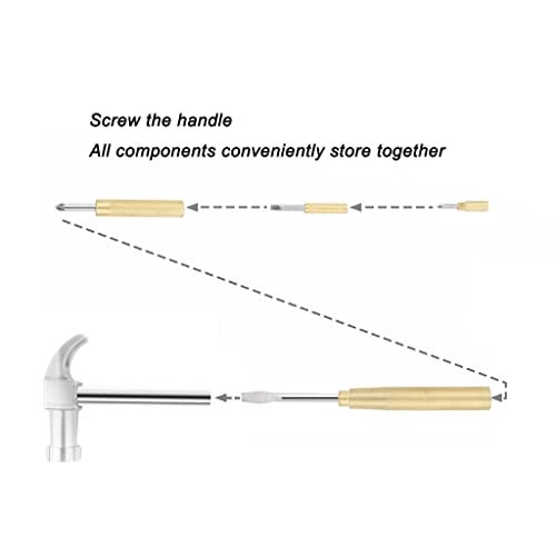 HomeClean 6-In-1 Multifunctional Metal Mini Hammer, Small Nesting and Screwdriver Set, Portable Steel Mini Hammer Ideal (Silver Yellow) - Image 2