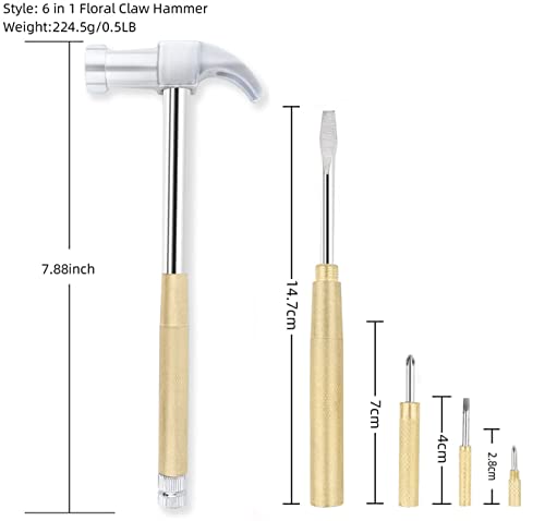 HomeClean 6-In-1 Multifunctional Metal Mini Hammer, Small Nesting and Screwdriver Set, Portable Steel Mini Hammer Ideal (Silver Yellow) - Image 4