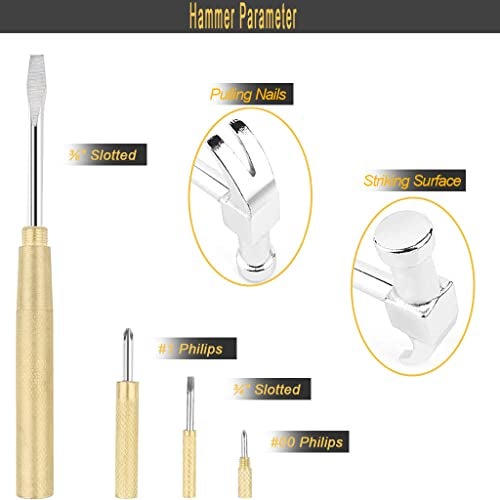 HomeClean 6-In-1 Multifunctional Metal Mini Hammer, Small Nesting and Screwdriver Set, Portable Steel Mini Hammer Ideal (Silver Yellow) - Image 3