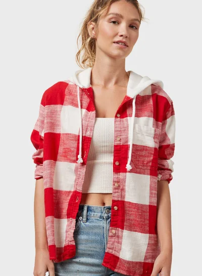 American Eagle Checked Hoodie