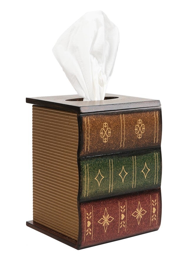 VERGOODR Crafted Classical Retro Wooden Antique Book Tissue Box Cover Square Tissue Holder Dispenser Paper Cover Case Napkin Holder Home Decor for Bathroom Living Room Office car Kitchen (brown) - Image 1