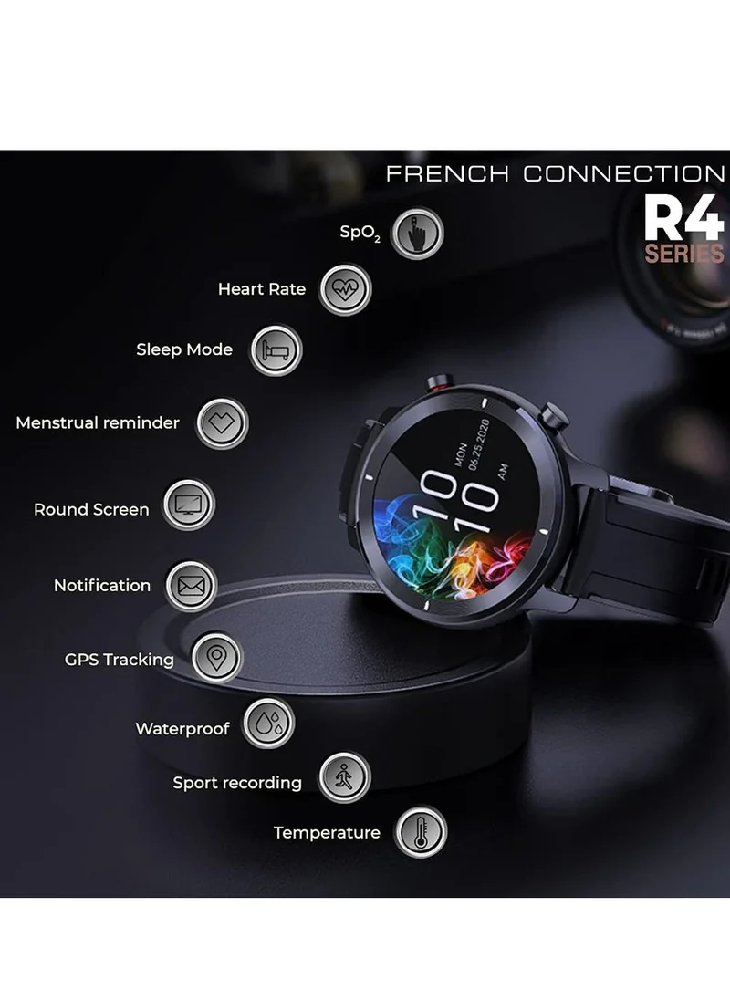 فرنش كونكشن French Connection R4 series Smartwatch with Full Touch HD Screen-Metal Case-SPO2-Continues Heart Rate & Blood Pressure Monitoring-Temperature Monitor And IP68 Waterproof - R4-A - 45 mm