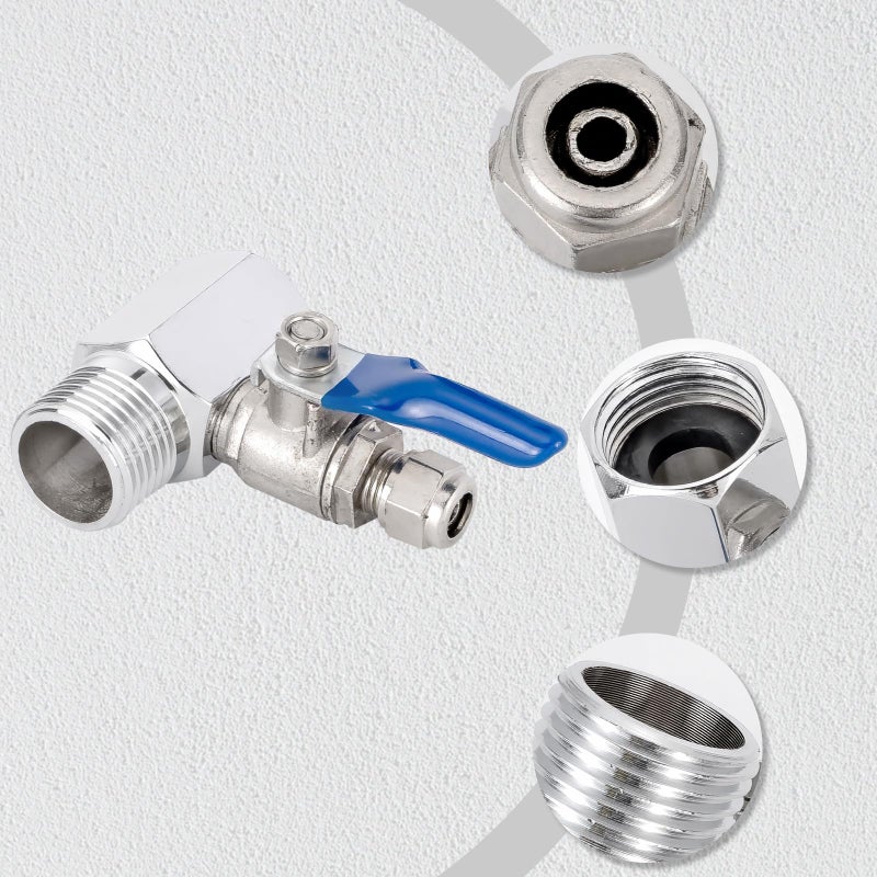 Pxyelec RO Water Feed Adapter 1/2" to 1/4" Ball Valve Reverse Osmosis Tap Filter - Image 4