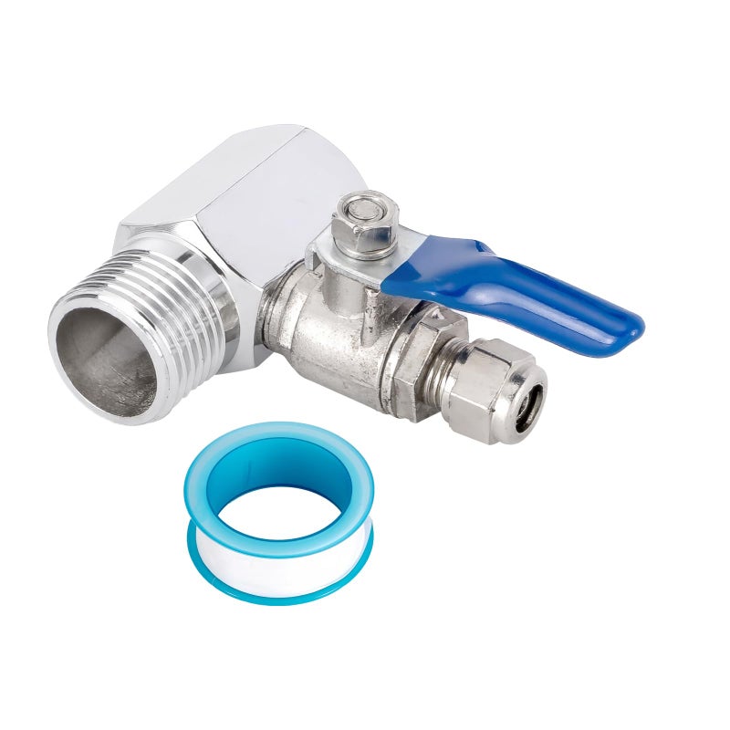 Pxyelec RO Water Feed Adapter 1/2" to 1/4" Ball Valve Reverse Osmosis Tap Filter - Image 1