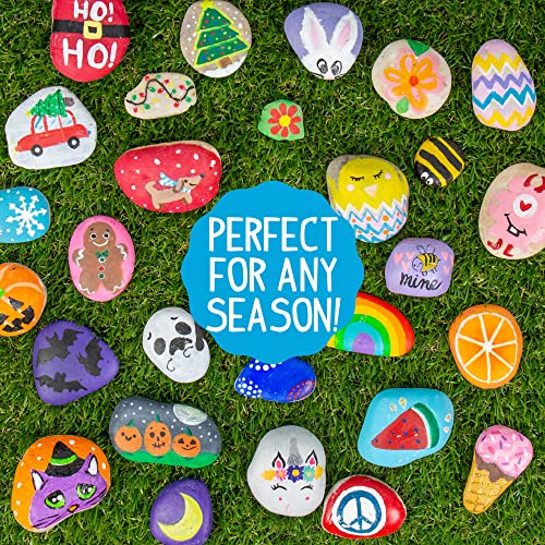 Made By Me Rock Art Kit, Rock Painting Arts and Crafts Kit, Includes 3 Pounds of Rocks and 12 Paints, Great Summer Activity or Birthday Party Fun, Perfect Outside Craft Idea for Kids Ages 6, 7, 8, 9 - Image 5