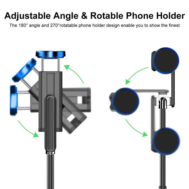 ATUMTEK Selfie Stick Tripod, 3-in-1 Extendable Aluminum Phone Tripod with Detachable Bluetooth Remote, Compatible with iPhone 17/16/15/14/13/12/11/11 Pro/XS Max/XR and Samsung Smartphones, Blue - Image 3