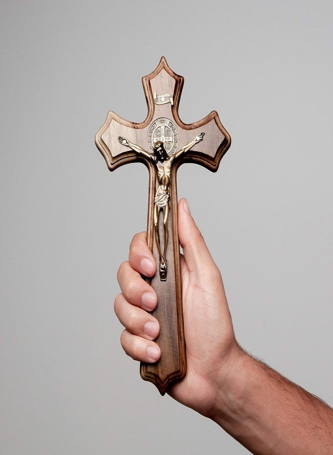 Intercession Wall Wood Cross Crucifix (Antique Gold - 10 Inches) - Image 4