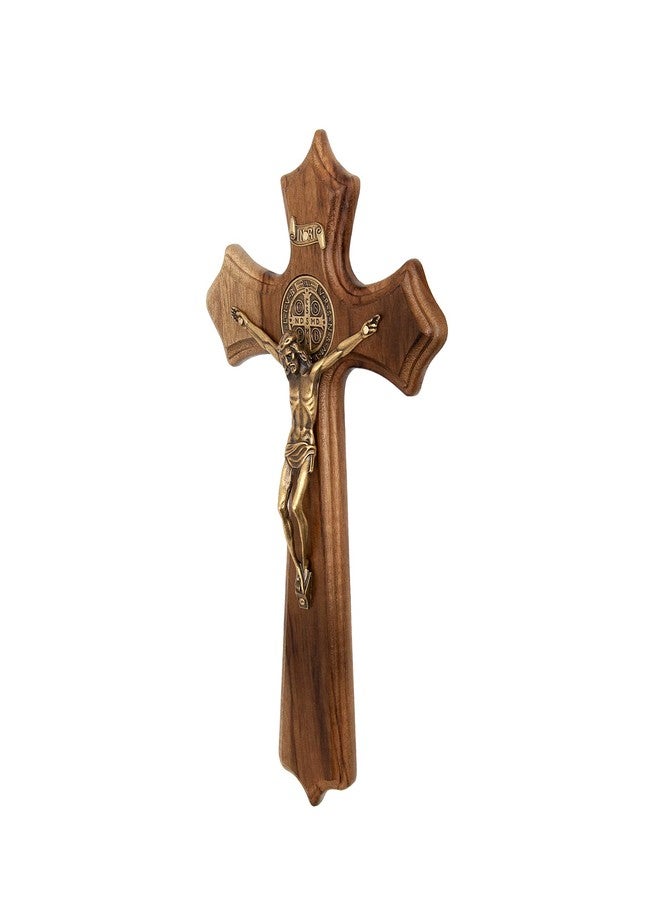 Intercession Wall Wood Cross Crucifix (Antique Gold - 10 Inches) - Image 2