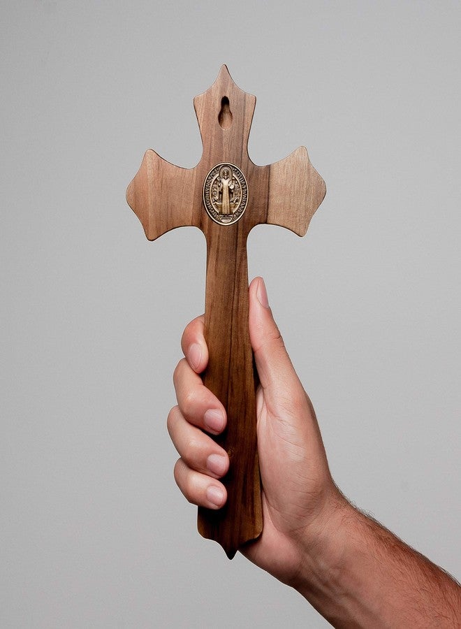 Intercession Wall Wood Cross Crucifix (Antique Gold - 10 Inches) - Image 5