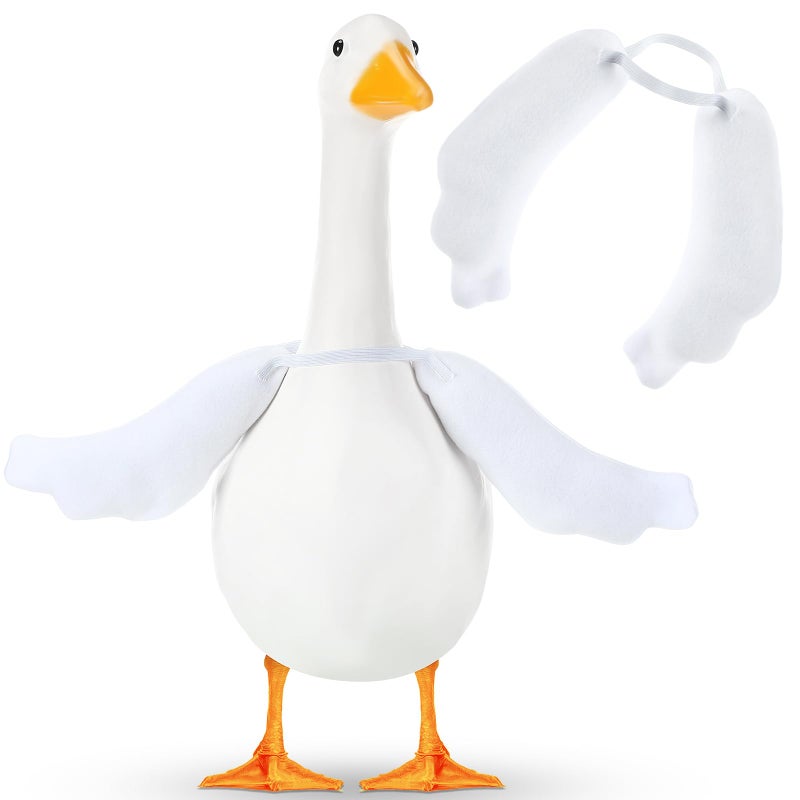 Abbylike Poseable Goose Wings for 23â€- 28" Porch Lawn Goose Outfit Accessories Poseable White Wings for Outdoor Patio Yard Lawn Art Decoration(2 Pcs,Rippled Edge) - Image 1