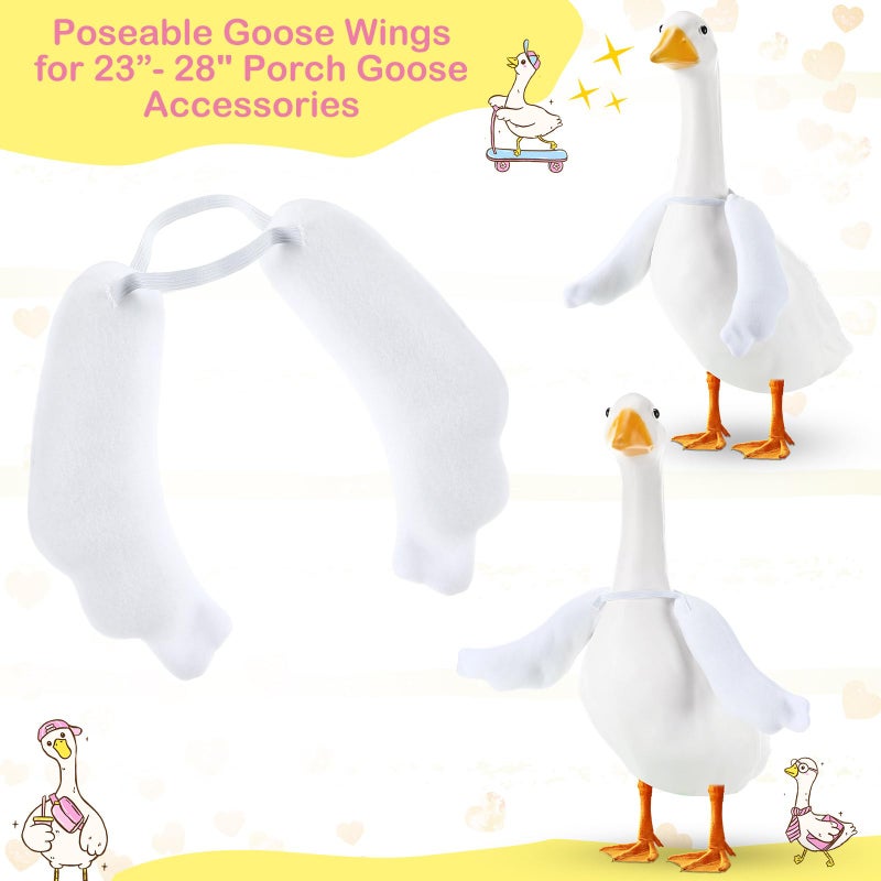 Abbylike Poseable Goose Wings for 23â€- 28" Porch Lawn Goose Outfit Accessories Poseable White Wings for Outdoor Patio Yard Lawn Art Decoration(2 Pcs,Rippled Edge) - Image 2