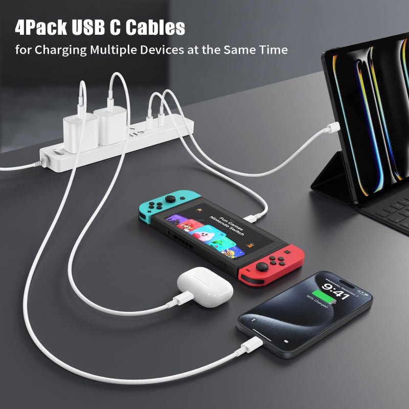 Essri USB C to USB C Cable 3FT for Apple iPhone 17 16 Charger Cord,4Pack 60W C to C Cable Fast Charging Wire for iPhone 16 15 Pro Plus Pro Max iPad Pro/Air MacBook Pro/Air,for Galaxy S24 S23 and More - Image 2