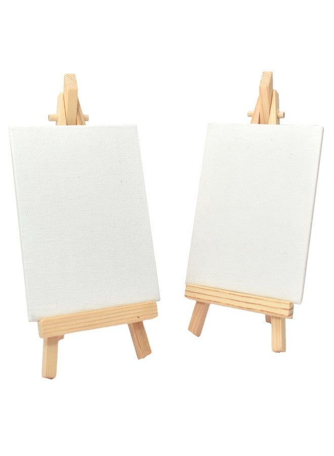 Buzz Cool Wooden Easel with Mini Canvas | Display Tabletop Tripod Stand for Mini Art Decoration | Wooden Canvas Easel for Card Artist Photos Phone Wedding Decoration | 6 inch, 2 pcs - Image 1