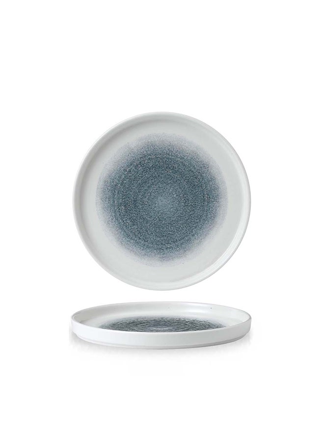 Raku Topaz Blue  Walled Plate 21 Cm H2 Cm