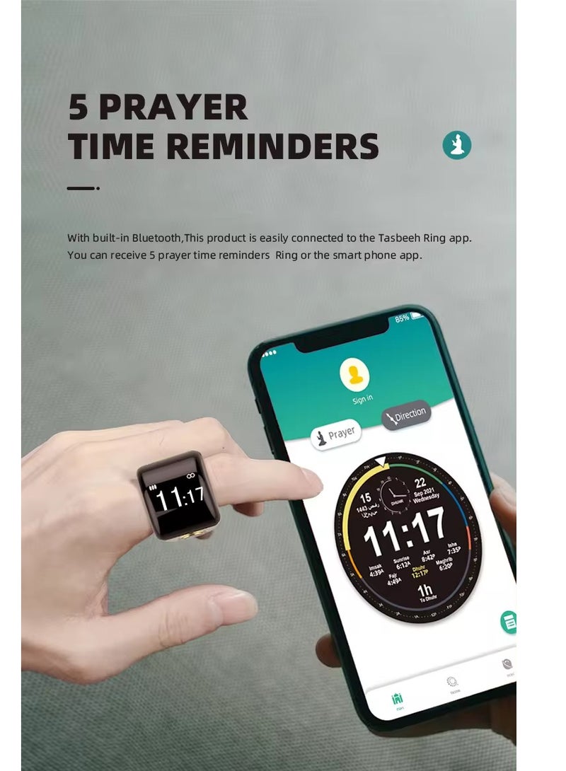 Equantu QB702 Electronic Counter Ring Digital Azan Alarm Clock  Tasbih Zikr Ring - Image 4