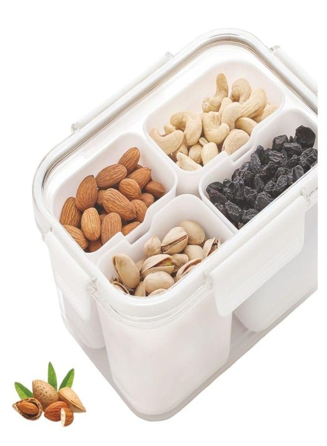 Onward 4 Compartment Masala Box Food‑Grade 4 Cups Masala & Seasoning Container, Divided Serving Tray with Airtight Lid, Fridge Storage Box for Kitchen Counter & Snacks (Transparent) - Image 1
