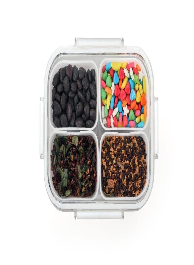 Onward 4 Compartment Masala Box Food‑Grade 4 Cups Masala & Seasoning Container, Divided Serving Tray with Airtight Lid, Fridge Storage Box for Kitchen Counter & Snacks (Transparent) - Image 3