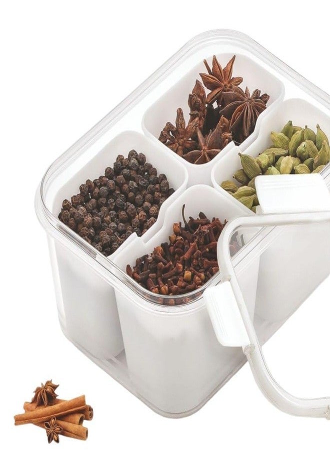 Onward 4 Compartment Masala Box Food‑Grade 4 Cups Masala & Seasoning Container, Divided Serving Tray with Airtight Lid, Fridge Storage Box for Kitchen Counter & Snacks (Transparent) - Image 2