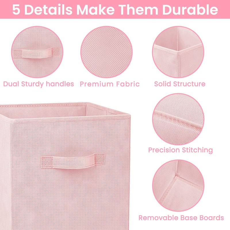 Criusia Storage Cubes - 11 Inch Heavy Duty Fabric Storage Bins For Shelves Closet  Cube Organizer - 8 Pack Collapsible Cube Storage Bins Baskets For Organizing Clothes Blankets Toys (Pink) - Image 4