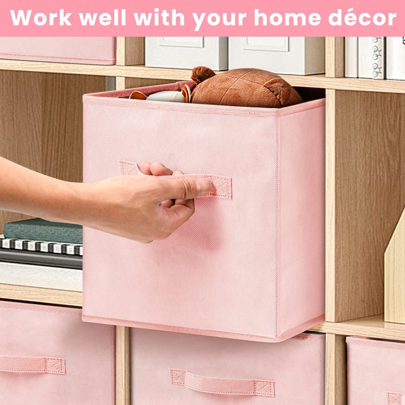 Criusia Storage Cubes - 11 Inch Heavy Duty Fabric Storage Bins For Shelves Closet  Cube Organizer - 8 Pack Collapsible Cube Storage Bins Baskets For Organizing Clothes Blankets Toys (Pink) - Image 5