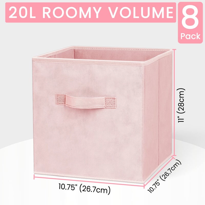 Criusia Storage Cubes - 11 Inch Heavy Duty Fabric Storage Bins For Shelves Closet  Cube Organizer - 8 Pack Collapsible Cube Storage Bins Baskets For Organizing Clothes Blankets Toys (Pink) - Image 2