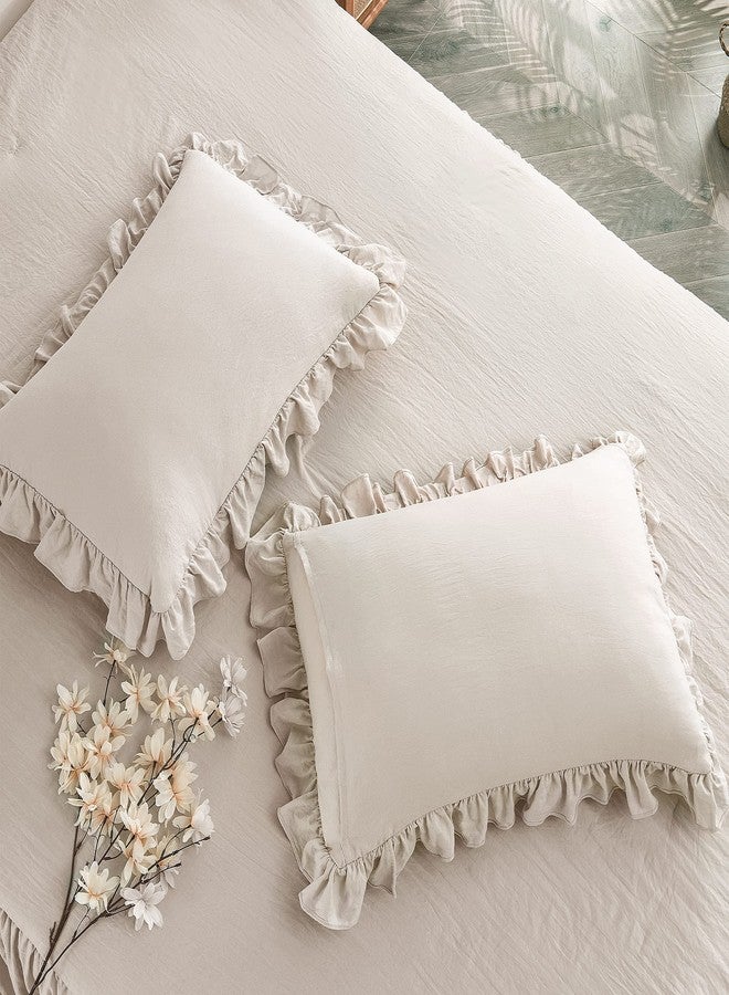 Bonlino Home Bedding Bedspread Set Quilt - Farmhouse Bedspread Summer Coverlet Bed Spreads, Lightweight Quilt Chic Vintage Bedding Ruffle Skirt Bedroom Rustic with 2 Pillow Shams (King, Wheat Yellow) - Image 3