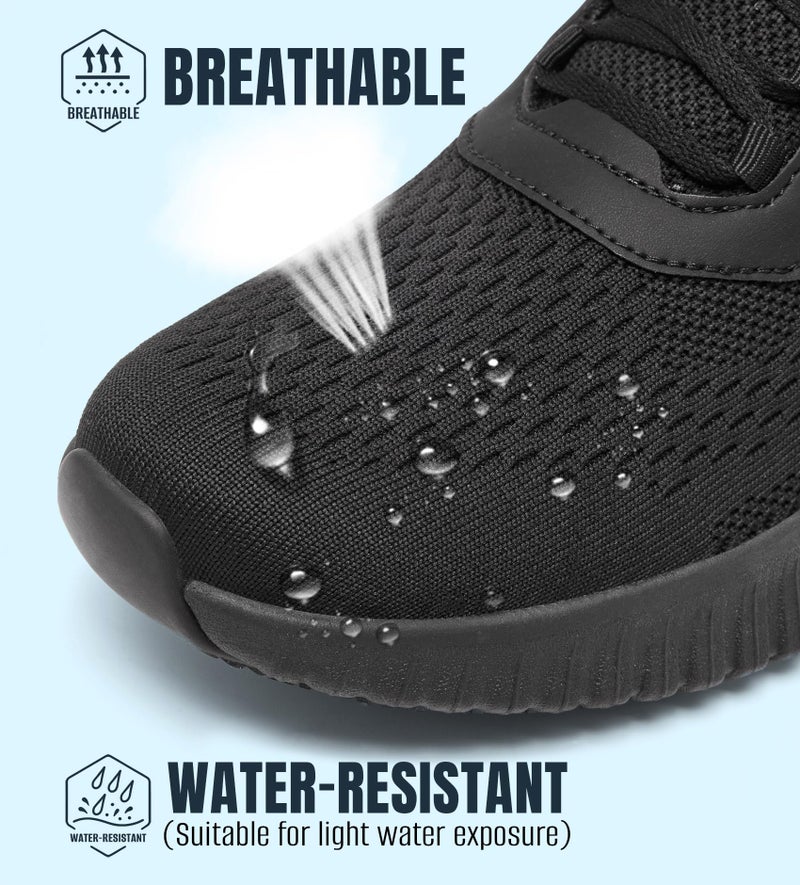 SHULOOK Non Slip Work Shoes for Men Slip Resistant Water-Resistant Food Service Kitchen Chef Restaurant Nurse Work Sneakers Lace Up Mesh Comfortable & Casual Walking Shoes Black - Image 5