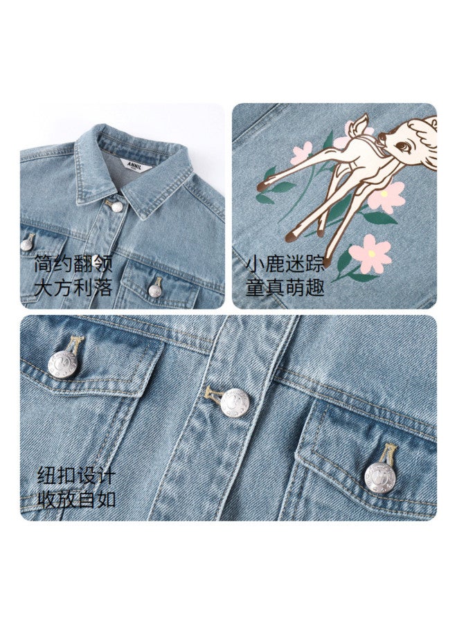 Annil Girls' Denim Jacket - Spring/autumn Cotton Embroidered Cute Loose Fit Casual School Style Coat - Image 5