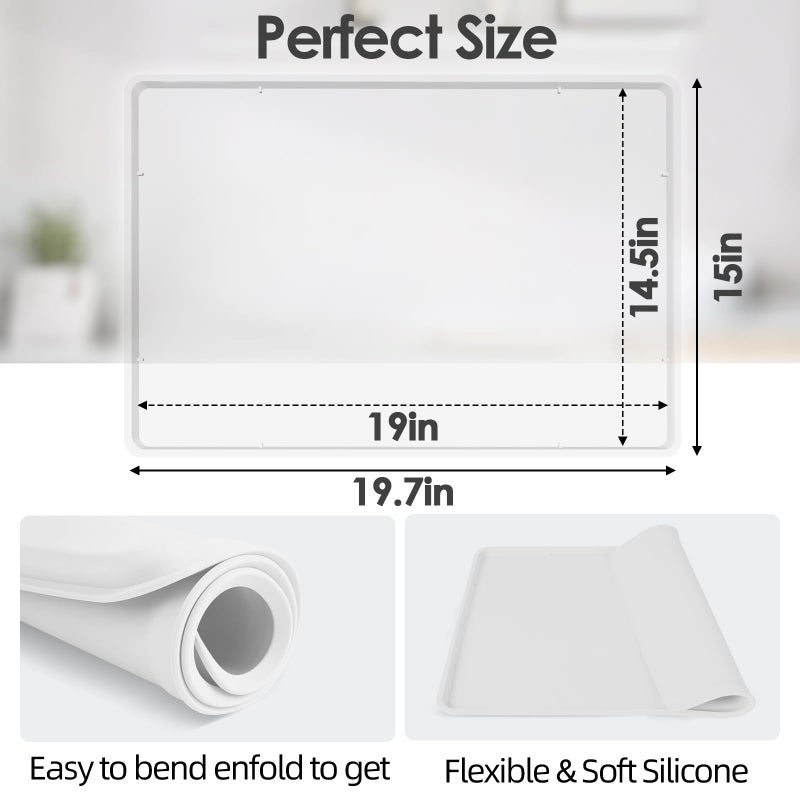 TOHONFOO Silicone Coffee Maker Mat with Lip, 19.7'' x 15'' Heavy Duty Coffee Maker Mat for Countertops, Coffee Tray Fit Under Coffee Machine Appliance Automatic Machines Espresso Accessory, Translucent - Image 4