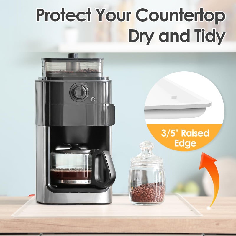 TOHONFOO Silicone Coffee Maker Mat with Lip, 19.7'' x 15'' Heavy Duty Coffee Maker Mat for Countertops, Coffee Tray Fit Under Coffee Machine Appliance Automatic Machines Espresso Accessory, Translucent - Image 3