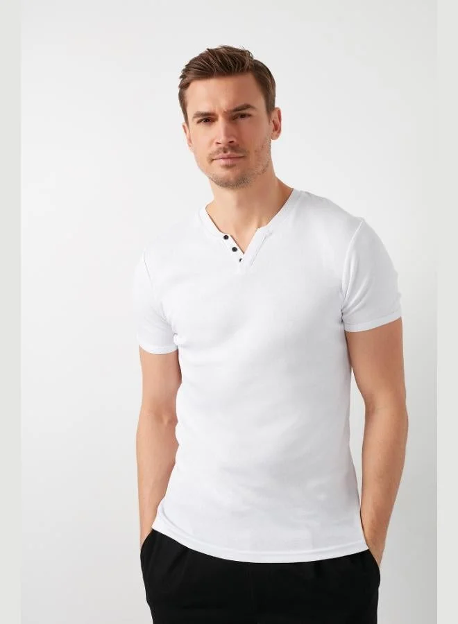 Buratti  Buratti Cotton Button Detailed Slim Fit V-Neck 3-Pack T-Shirt Men's T-SHIRT 5902122S3 for Men | Best Price UAE