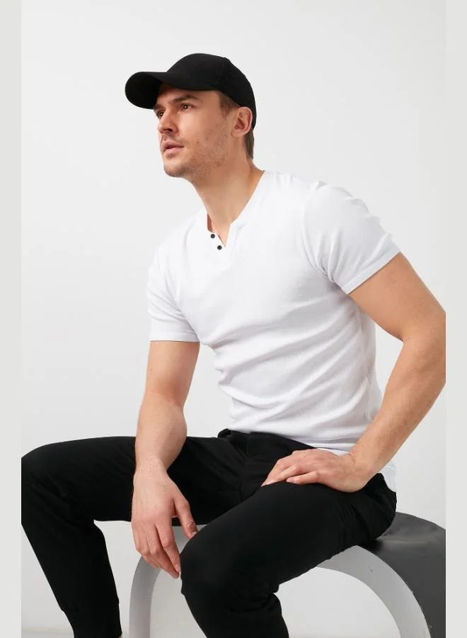 Buratti  Buratti Cotton Button Detailed Slim Fit V-Neck 3-Pack T-Shirt Men's T-SHIRT 5902122S3 for Men | Best Price UAE